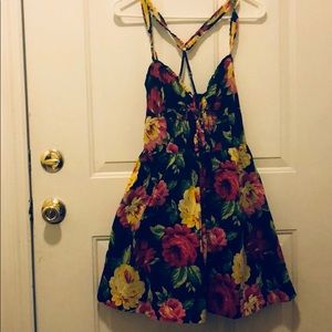 Abercrombie Fitch summer dress pink flower navy AF